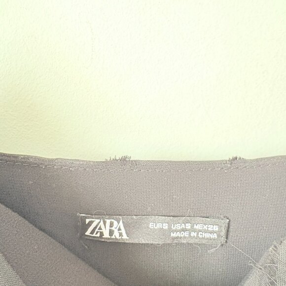 Zara Fringe Tie Strap Mini Dress Black Size Small - Picture 6 of 6